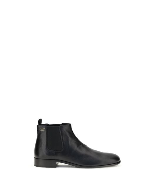 Prada White Leather Ankle Boots