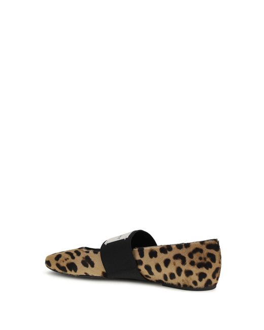 Givenchy White Leopard Print Sliced Square Ballerinas