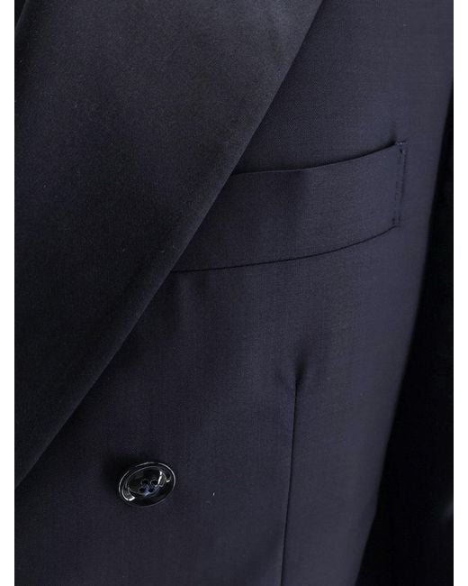 Brunello Cucinelli Blue Virgin Wool And Silk Tuxedo for men