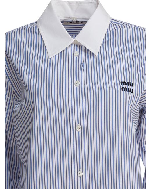 Miu Miu Blue Cotton Poplin Shirt