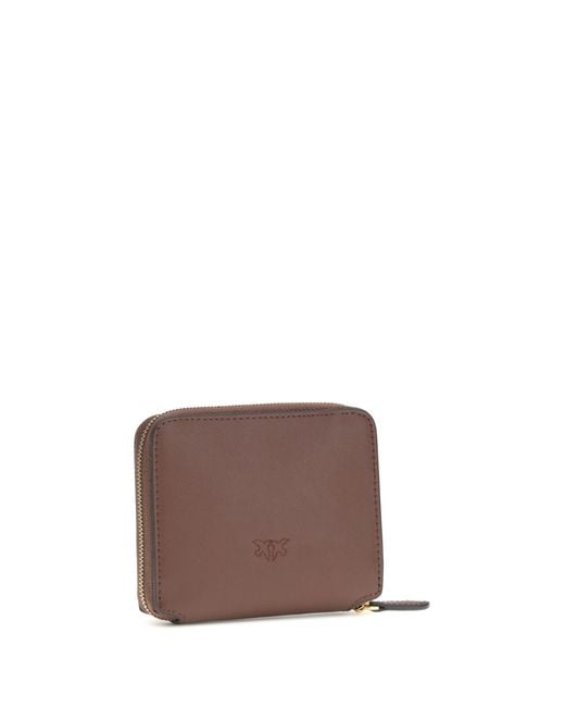 Pinko Brown Leather Zip-Around Wallet Burgundy