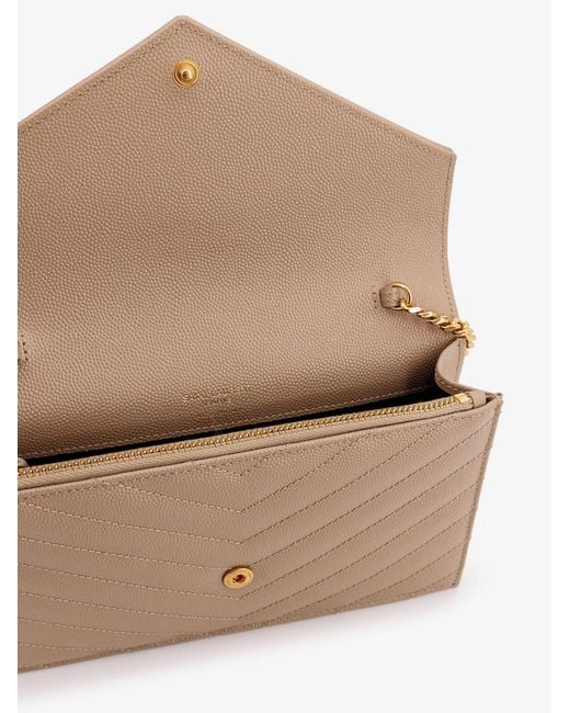 Saint Laurent Natural Leather Crossbody Bag With Metal Cassandra Logo