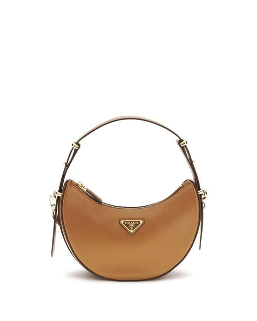 Prada Brown Small Arqué Shoulder Bag Cognac