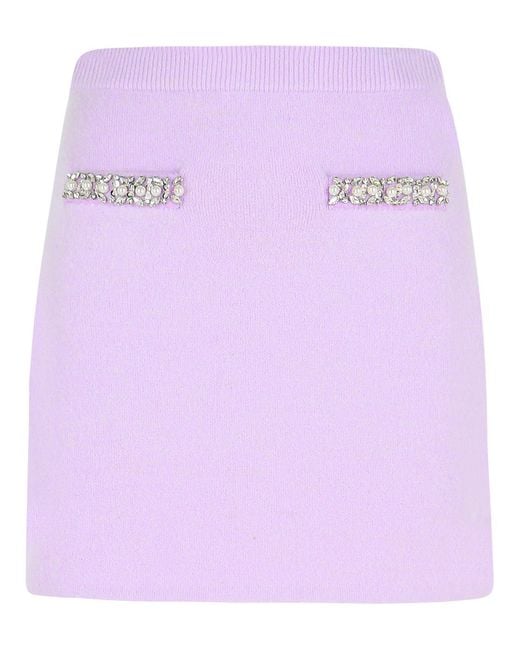 Self-Portrait Purple Knit Miniskirt