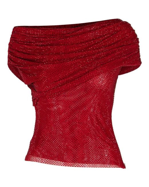 Self-Portrait Red Self Portrait Burgundy Polyester Top