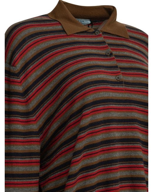 Prada Brown Cashmere Polo Sweater