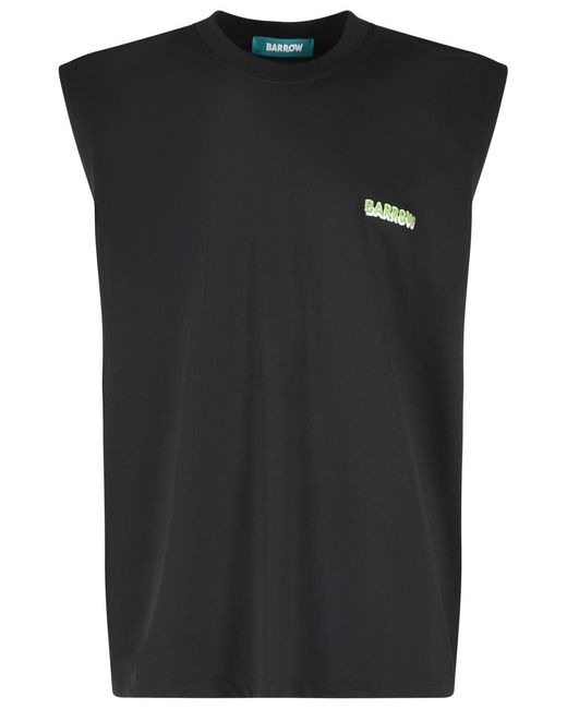 Barrow Black Cotton Tank Top for men