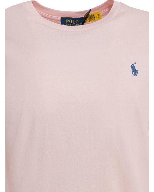 Polo Ralph Lauren Pink Crew-Neck T-Shirt With Logo