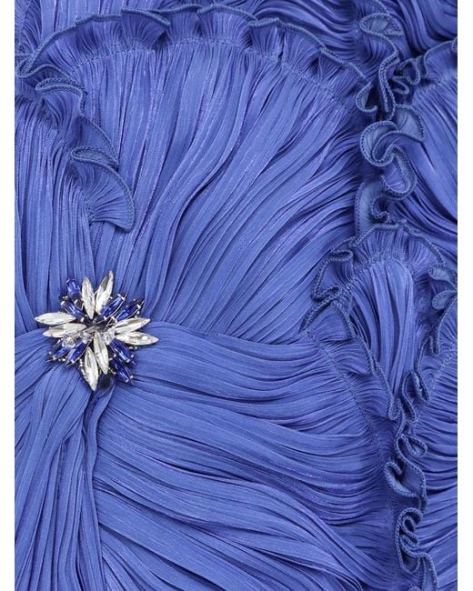 Costarellos Blue Lurex Georgette Long Dress