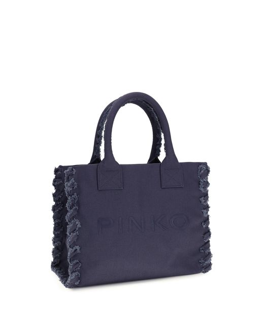 Pinko Blue Canvas Tote Bag Viola Aura Astrale