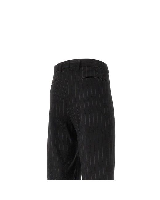 MARSĒM Black Pinstriped Twill Pants With Darts for men