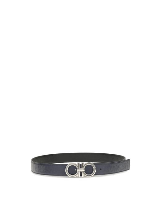 Ferragamo Blue Leather Belt Reversible for men