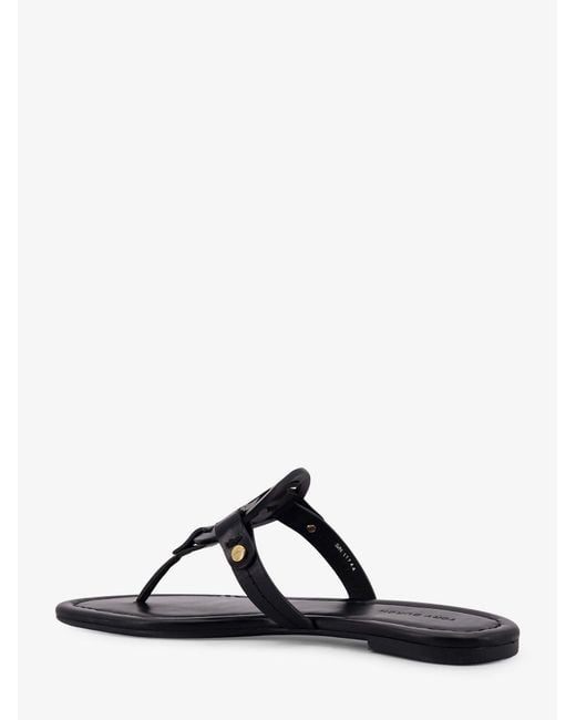 Tory Burch Black Miller Leather Thong Sandals