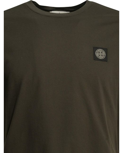 Stone Island Green Crewneck T-Shirt for men