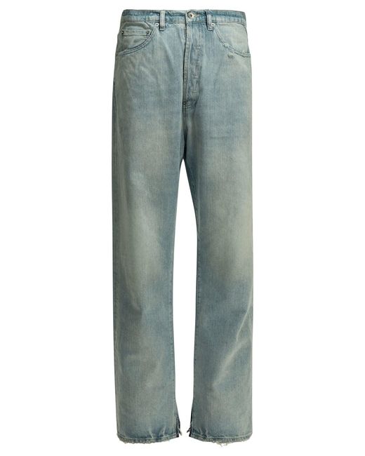 Maison Margiela Blue Straight-Leg Jeans With Buckle