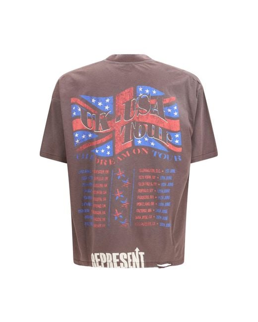 Represent Pink Printed Cotton T-Shirt Nero for men