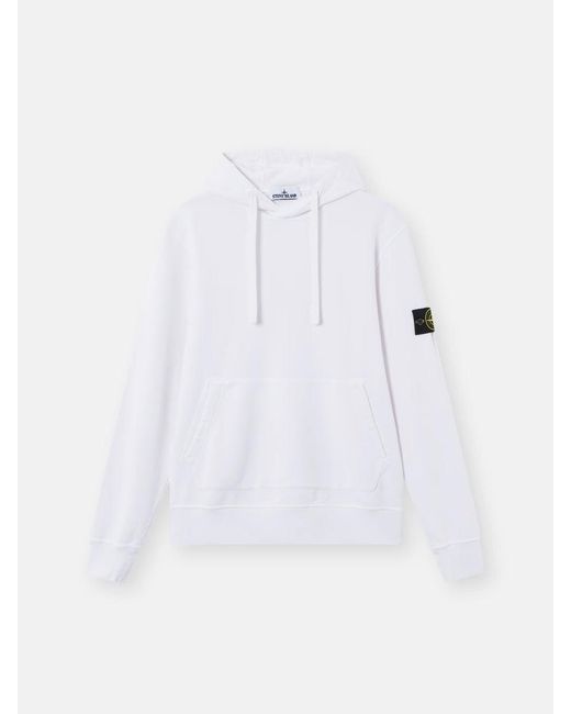 Stone Island White Hoodie With Logo Patch for men