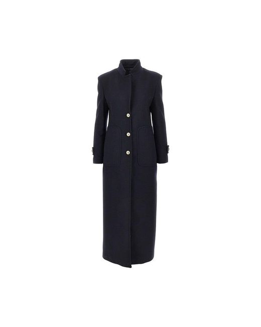 Pinko Blue Cloth Single-Breasted Long Coat
