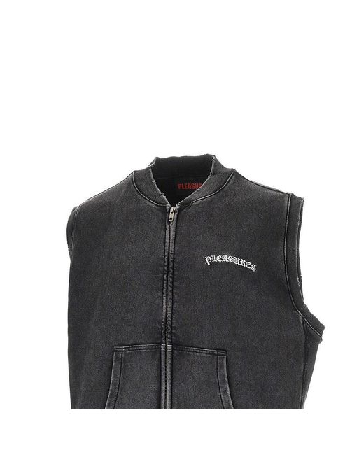 Pleasures Black Neural Zip Vest Faded for men