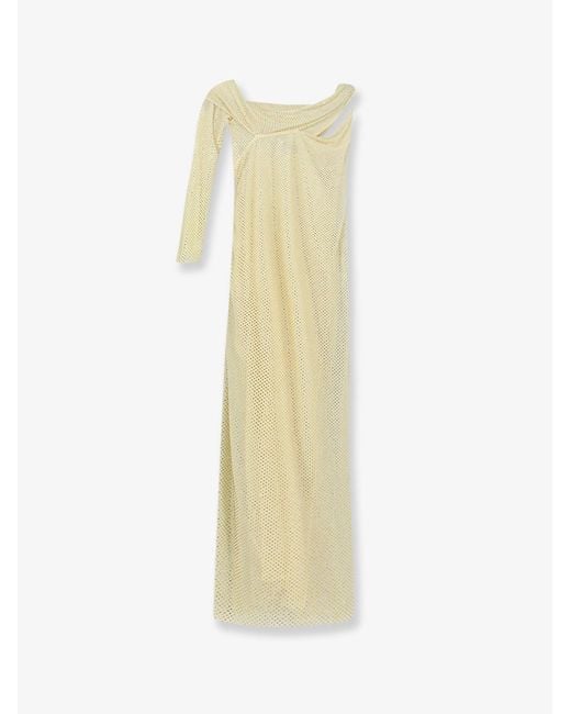 Self-Portrait White Self Portrait Midi Dress With Rhinestones