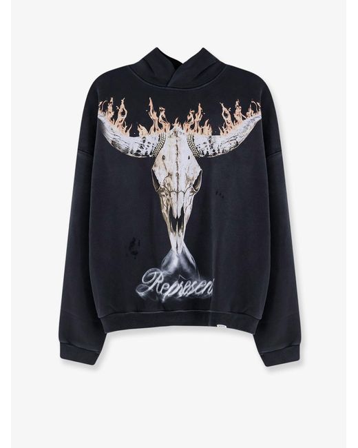 Represent Blue Cotton Hooded Sweatshirt for men