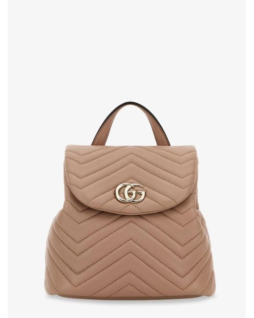 Gucci Natural "Gg Marmont" Small Backpack