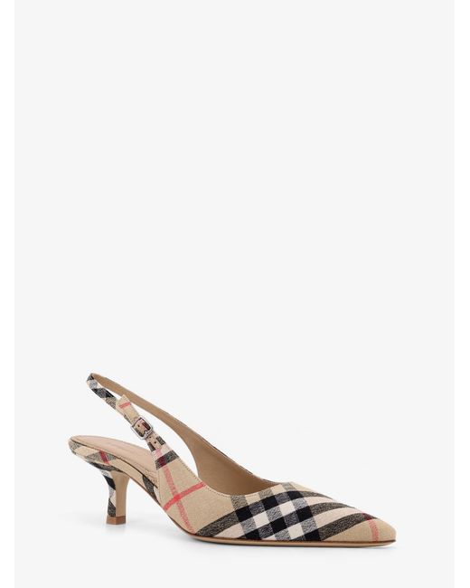 Burberry Natural Dame Décolleté With Check Motif