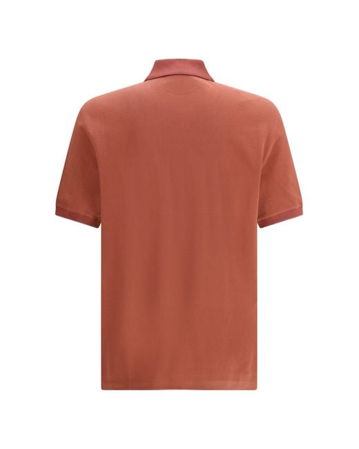 Brunello Cucinelli Orange Cotton Polo Shirt for men