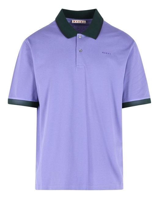 Marni Purple Cotton Polo Shirt for men