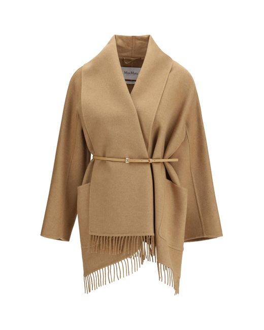 Max Mara Natural Camel Cardigan Coat