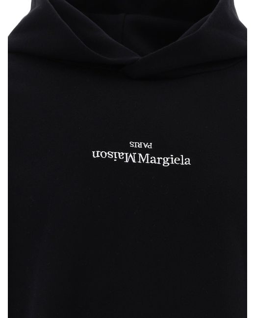 Maison Margiela Black Hoodie With Reversed Embroidered Logo for men