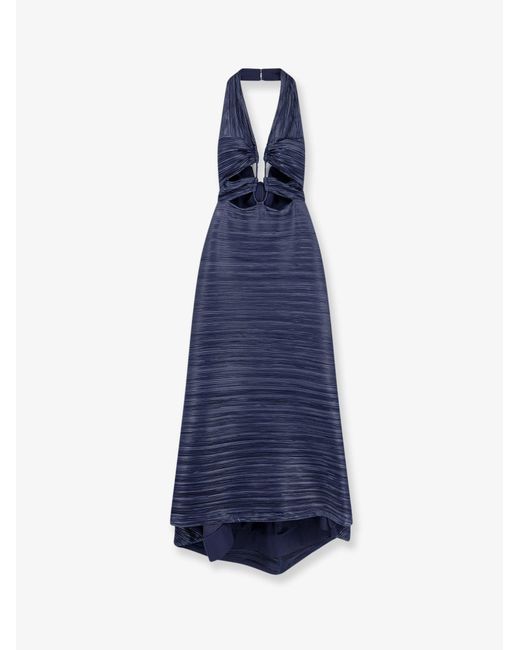 Women's Blue Pleated Fabric Jahzara Dress