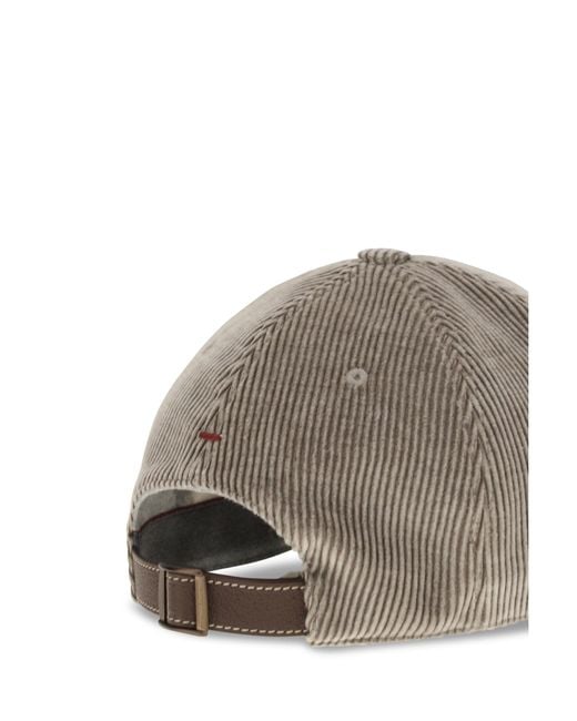 Brunello Cucinelli Gray Ribbed Baseball Cap for men