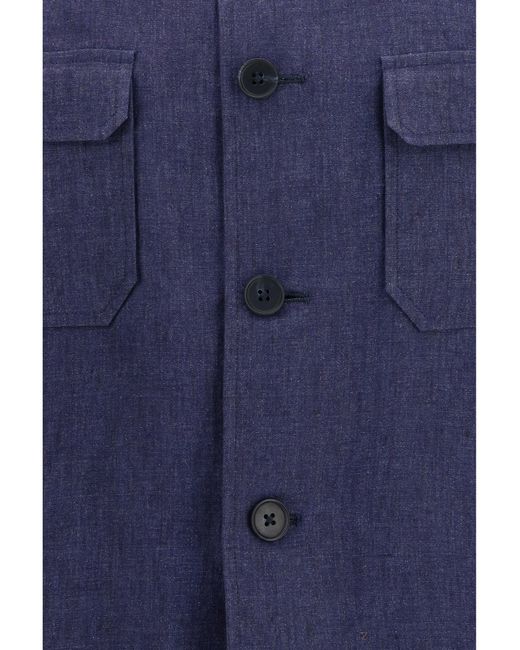 Gi Capri Blue Linen Shirt With Button Closure 104 for men