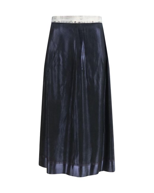 Margiela Blue Foil-Treated Midi Skirt