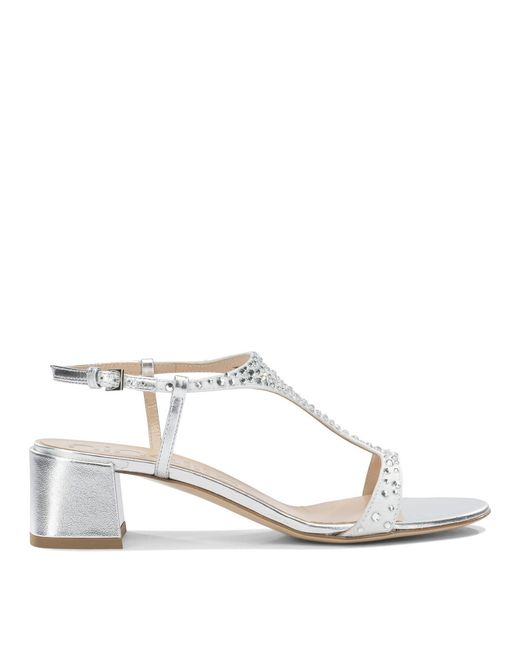 Ninalilou White Crystal Embellished Sandals