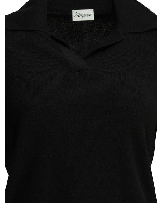 Semler Black Cashmere Polo Sweater