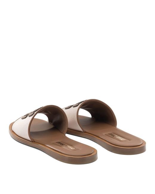 Miu Miu Brown Cotton Sandals