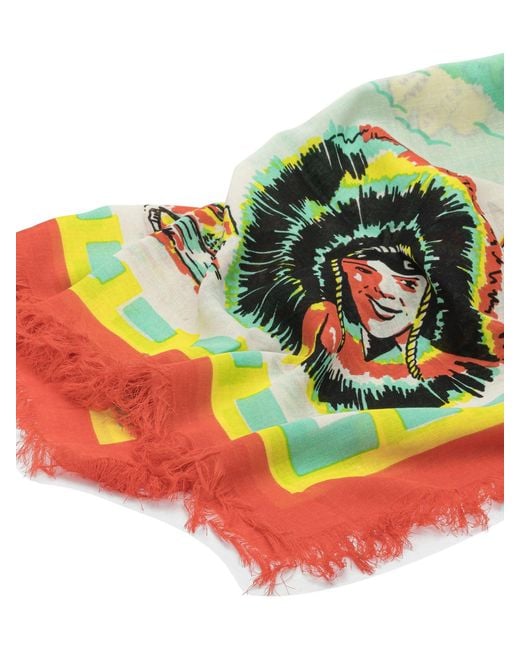Kapital Natural Yukon Life Map Scarf for men