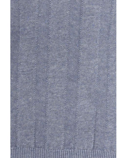 Brunello Cucinelli Blue Short-Sleeve Knitted Top for men