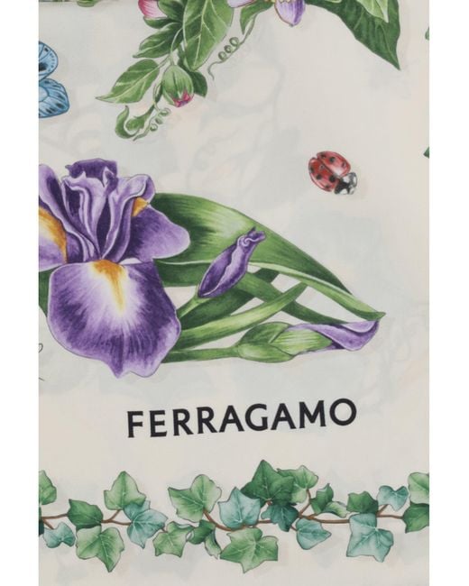 Ferragamo Multicolor Silk Scarf Eden Print