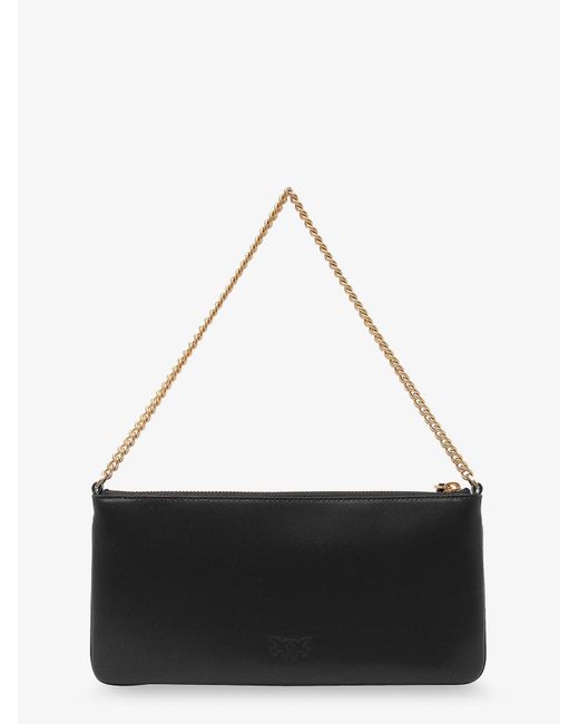 Pinko White Horizontal Flat Leather Shoulder Bag