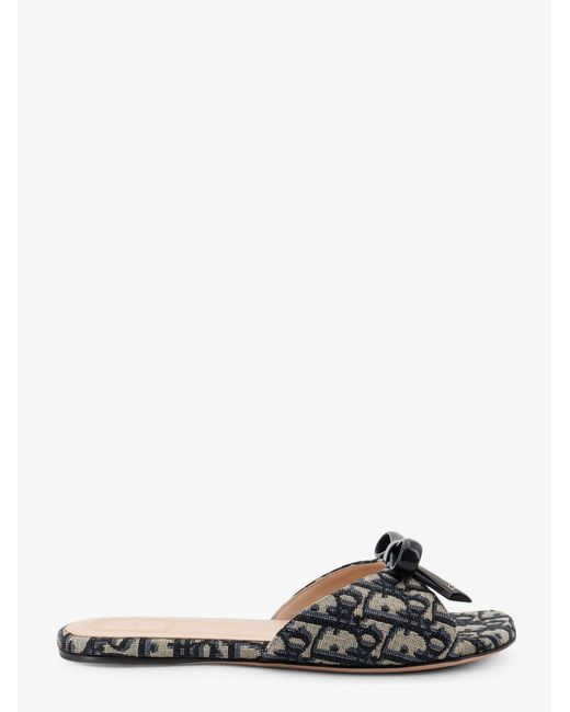 Women's Blue Bow Oblique Fabric Sandals
