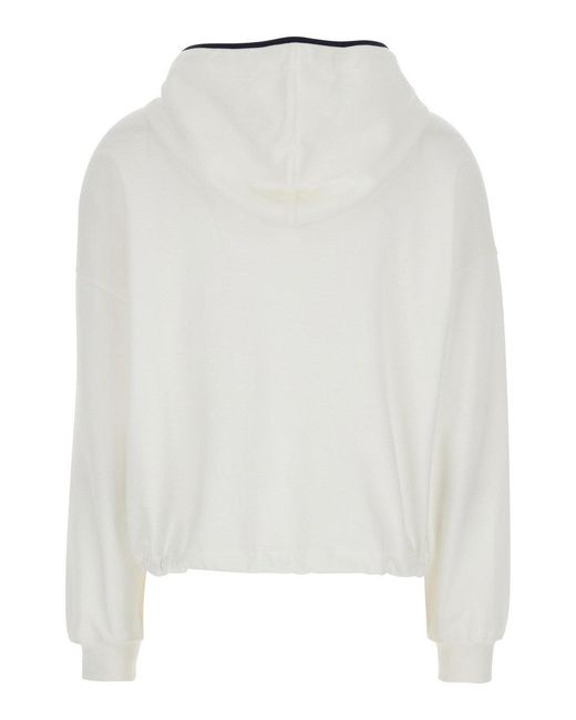 Brunello Cucinelli White Zippered Hoodie