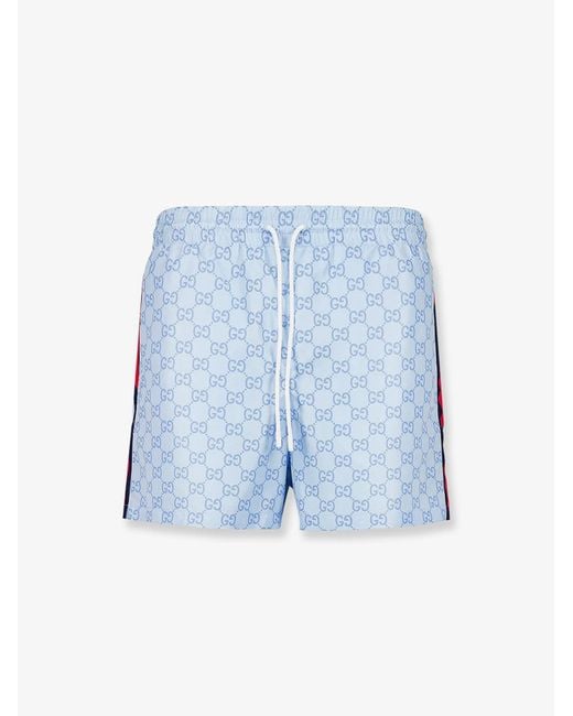 Gucci Blue Gg Nylon Swim Trunks for men