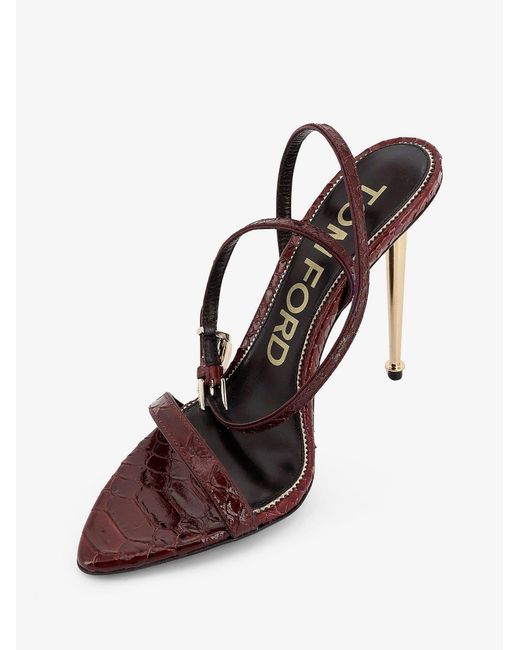 Tom Ford White Laminated Leather Sandals With Iconic Padlock