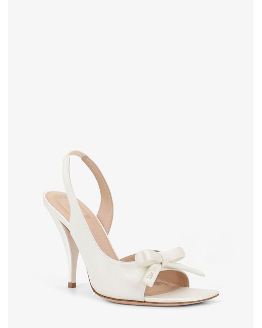 Dior White Dior Dior Bow Satin Sandals With Logo Bow Detail