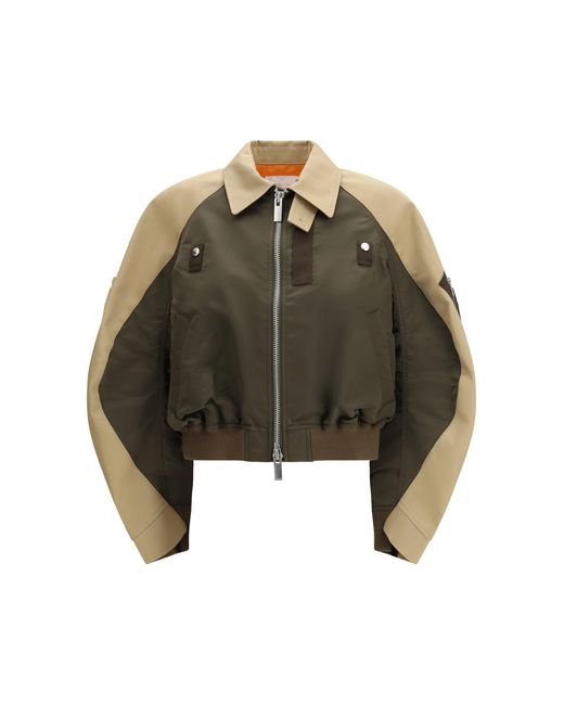Sacai Metallic Cotton And Nylon Bomber Jacke
