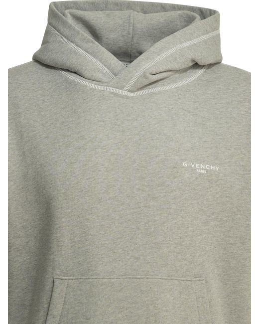 Givenchy Gray Couture Seam Contrast Stitching Hoodie for men