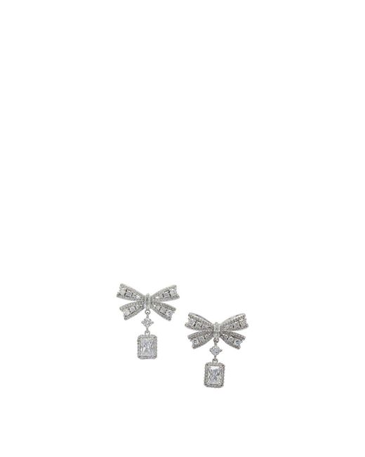 Women's White Dangling Earrings With Crystals